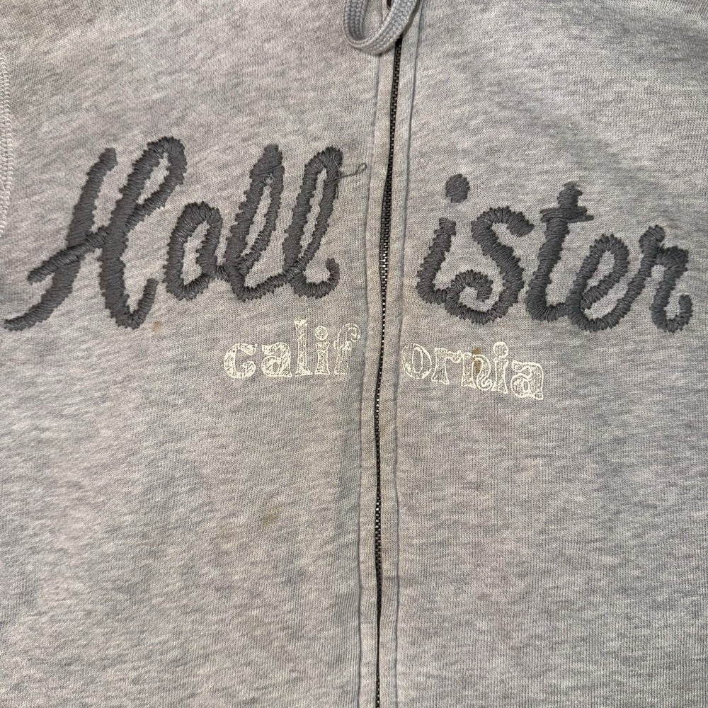 Hollister Faux Fur Lined Hooded Jacket Womens XL Gray Zip Up California Logo - Picture 5 of 13
